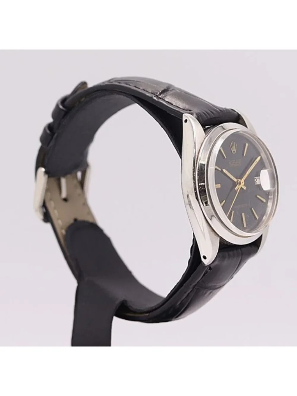 Rolex Oyster Date Precision Hand Wound Black Dial Watch